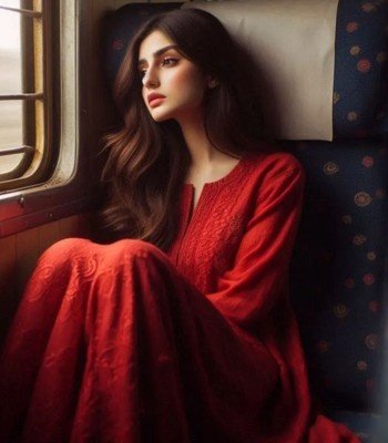 sad girl image in train