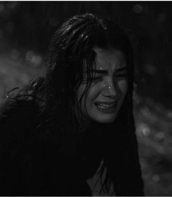 sad girl crying in rain image