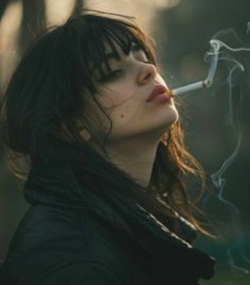 emotional girl smoking image