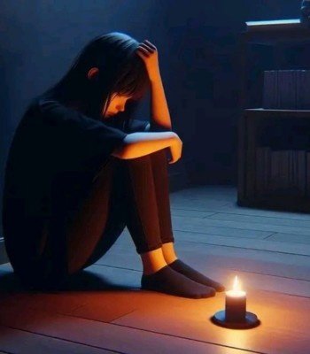 sad girl image with candle