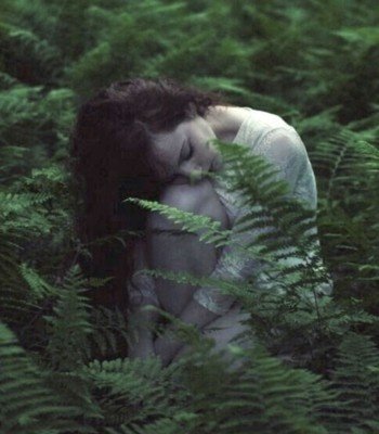 sad girl in forest image