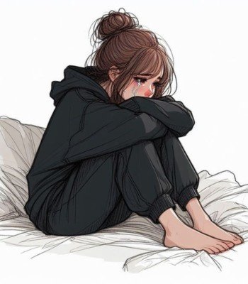 sad girl wearing hoddie image