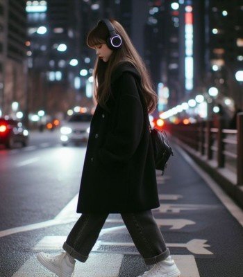 sad girl walking on road image