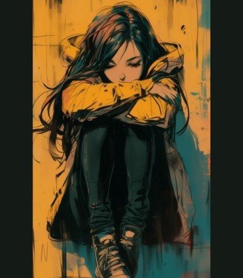 sad girl painting image