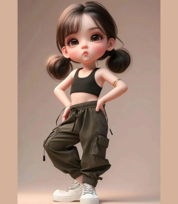 stylish cartoon girl standing dp