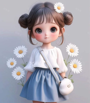 stylish cartoon baby girl with jasmine