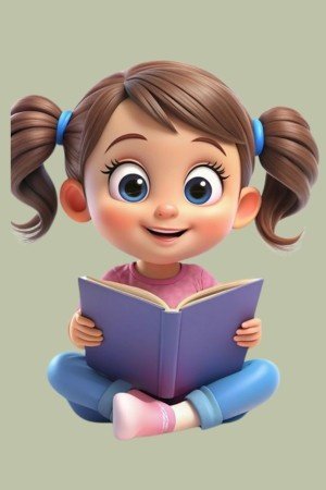 stylish cartoon girls reading book