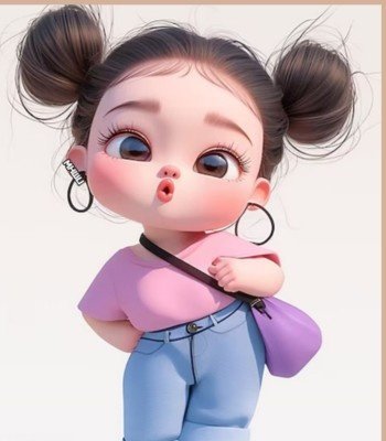 stylish cartoon girl in pink top